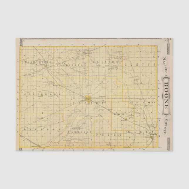 Papel De Seda Mapa del condado de Boone (Anverso)