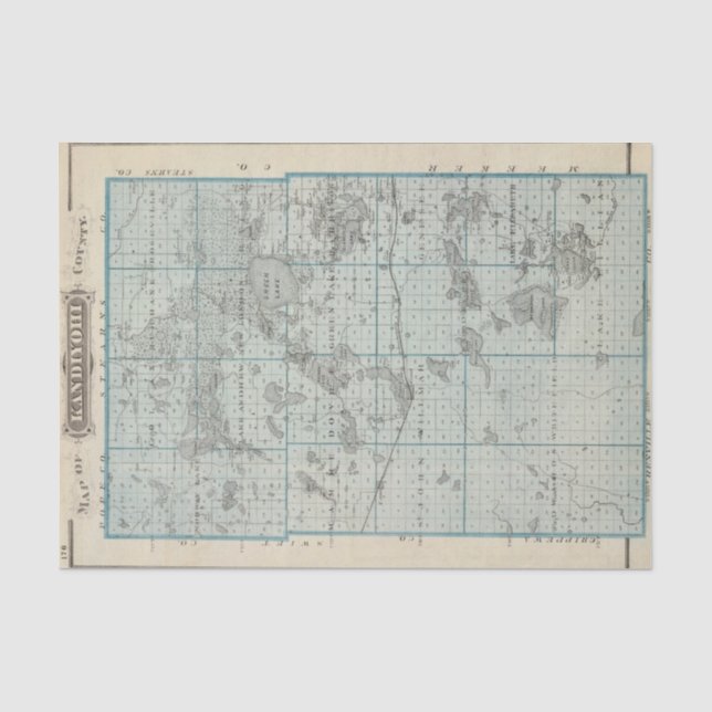 Papel De Seda Mapa del condado de Kandiyohi, Minnesota (Anverso)