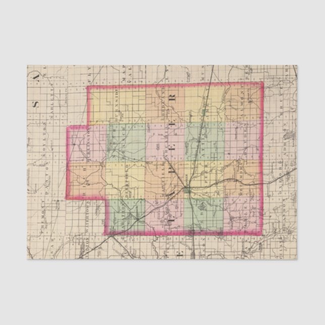 Papel De Seda Mapa del condado de Lapeer, Michigan (Anverso)