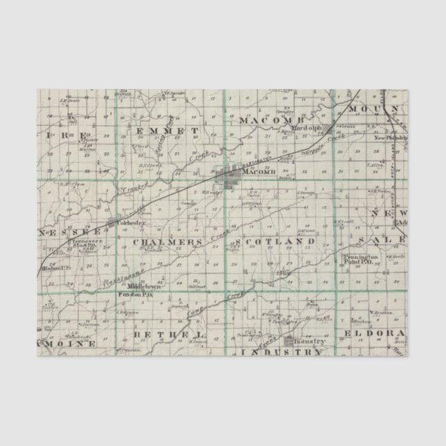 Papel De Seda Mapa del condado de McDonough, Rushville (Anverso)