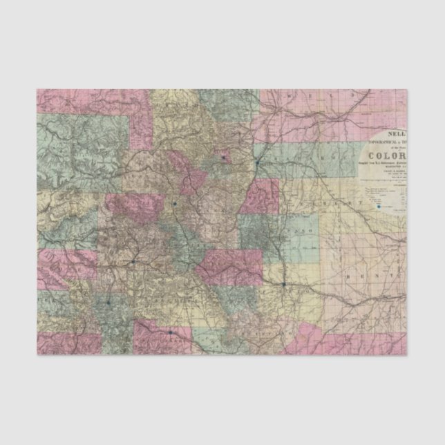 Papel De Seda Mapa del estado de Colorado (Anverso)