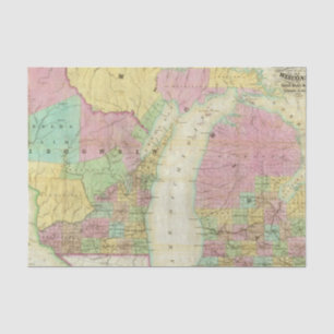 Papel De Seda Mapa del estado de Michigan