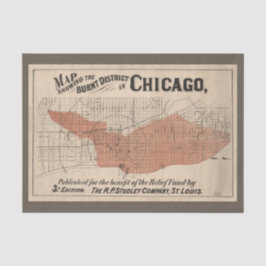 Papel De Seda Mapa del Gran Incendio de Chicago, 1871 Desahucio