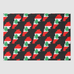 Papel De Seda Mapa del Líbano con bandera