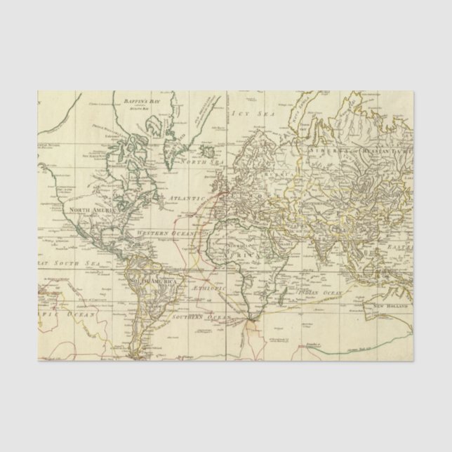 Papel De Seda Mapa del mundo 5 (Anverso)