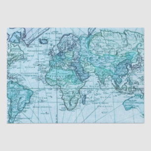 Papel De Seda Mapa del mundo azul