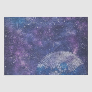 Papel De Seda Mapa del mundo de carta de estrellas púrpura antig