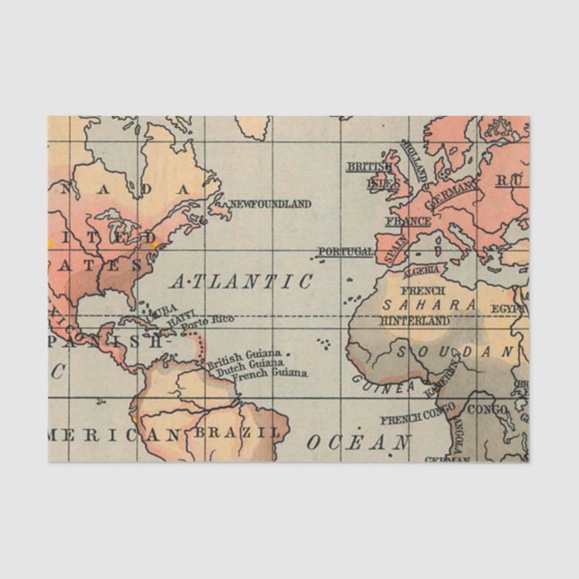 Papel De Seda Mapa del mundo de la geografía (Anverso)