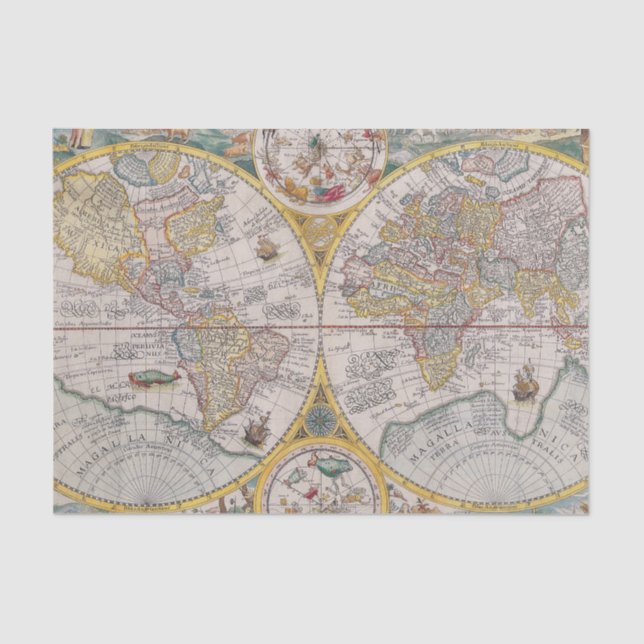 Papel De Seda Mapa del mundo medieval a partir de 1525 (Anverso)