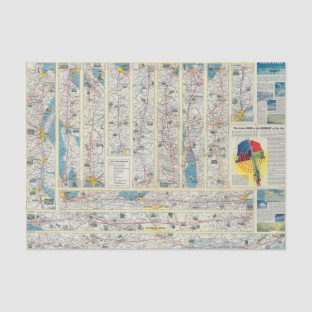 Papel De Seda Mapa del sistema de American Airlines del dorso (Anverso)