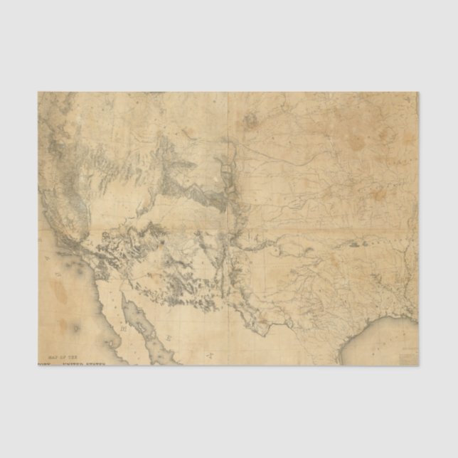 Papel De Seda Mapa del territorio de los Estados Unidos (Anverso)