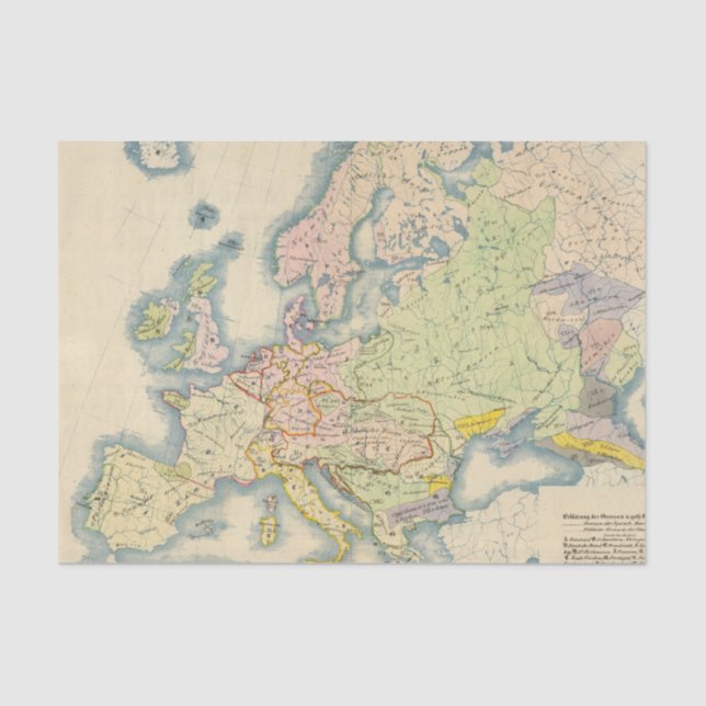 Papel De Seda Mapa etnográfico de Europa (Anverso)