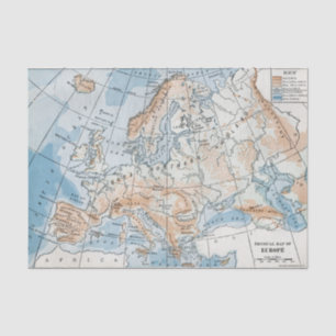 Papel De Seda Mapa físico de Europa (1916)