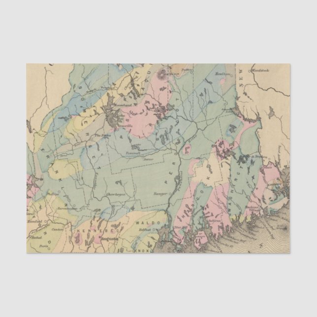 Papel De Seda Mapa geológico de Maine (Anverso)