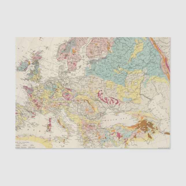 Papel De Seda Mapa geológico Europa (Anverso)