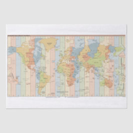 Papel De Seda Mapa global de zonas horarias