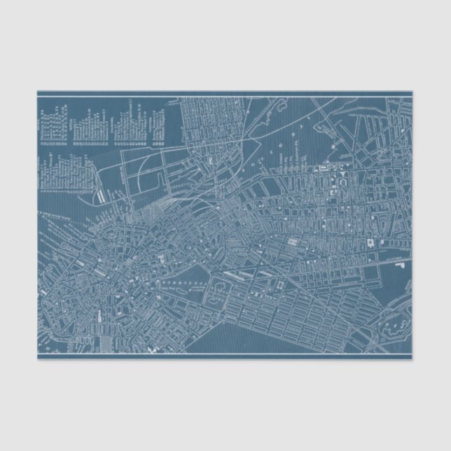 Papel De Seda Mapa gráfico de Boston (Anverso)