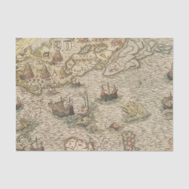 Papel De Seda Mapa Mitológico Vintage (Anverso)