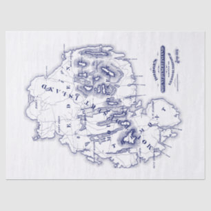 Papel De Seda Mapa MN de la Isla Mount Desert Estilizado Vintage