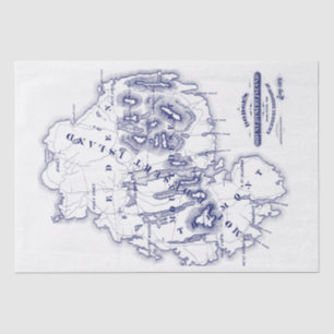 Papel De Seda Mapa MN de la Isla Mount Desert Estilizado Vintage