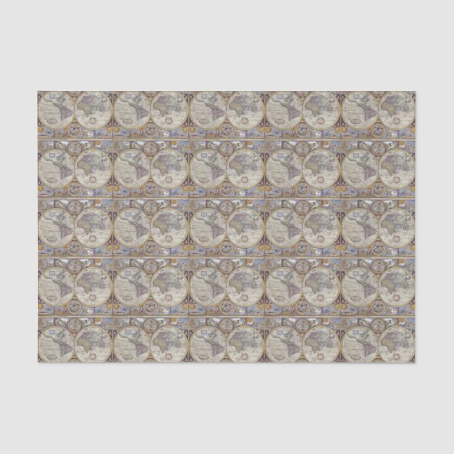 Papel De Seda Mapa Mundial Antiguo #3 Tiled (Anverso)