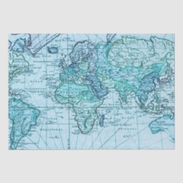 Papel De Seda Mapa Mundial Azul
