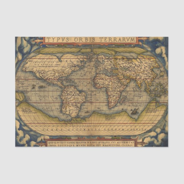 Papel De Seda Mapa Mundial Viaje Antiguo Ortelius Europa (Anverso)