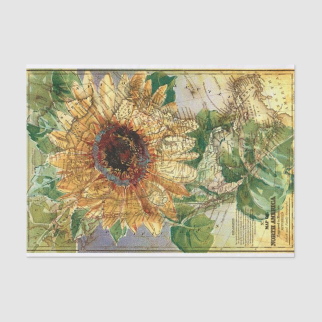 Papel De Seda Mapa norteamericano de girasoles de deshielo de ci (Anverso)