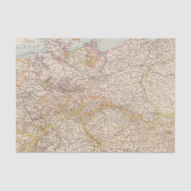 Papel De Seda Mapa político de Alemania (Anverso)