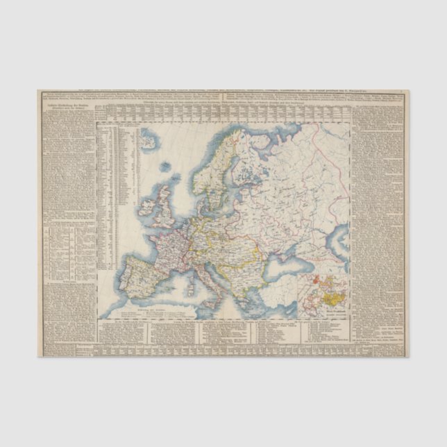 Papel De Seda Mapa político militar de Europa (Anverso)