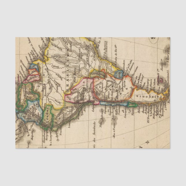 Papel De Seda Mapa suramericano (Anverso)