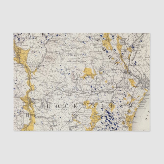Papel De Seda Mapa topográfico y glacial de New Hampshire (Anverso)