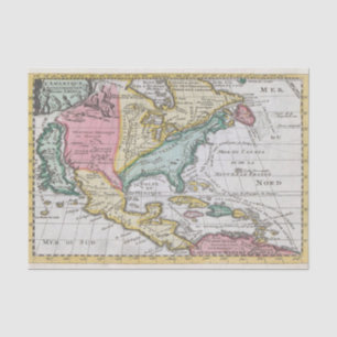 Papel De Seda Mapa vintage de Norteamérica Kaart van Noord-Ameri