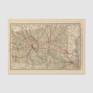 Papel De Seda Mapa vitícola del ferrocarril de Alabama (1888)