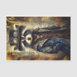 Papel De Seda Mapache Steampunk con Abrigo Retrato DS4LF Decoupa