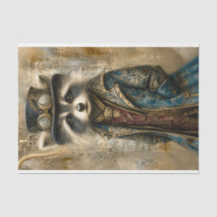 Papel De Seda Mapache Steampunk con Abrigo Retrato DS4R Decoupag