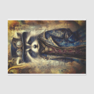 Papel De Seda Mapache Steampunk con Abrigo Retrato DS4RF Decoupa