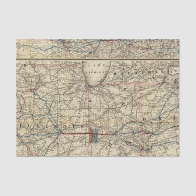 Papel De Seda Mapas que muestran la Indiana (Anverso)