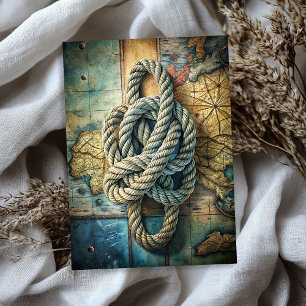 Papel De Seda Mapas retro de cuerda náutica vintage de color de 