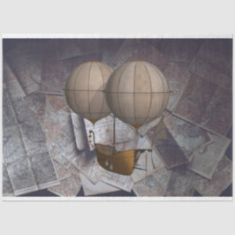 Papel De Seda Maps Hot Air Balloon Fantasy Ship Decoup