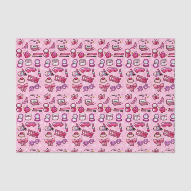 Papel De Seda Maquillaje Girly - Rosa (Anverso)
