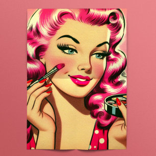 Papel De Seda Maquillaje Retro Chica Rosa