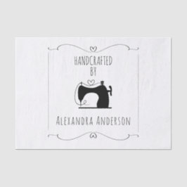 Papel De Seda Máquina de coser vintage artesanal negro y blanco