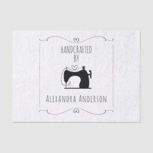 Papel De Seda Máquina de coser vintage artesanal negro y blanco
