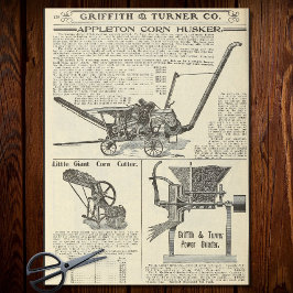 Papel De Seda Máquina de maíz vintage equipo de granja anuncio d