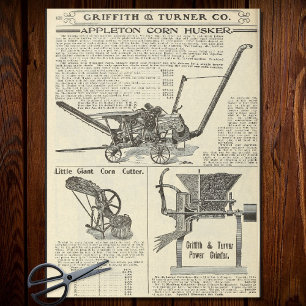 Papel De Seda Máquina de maíz vintage equipo de granja anuncio d