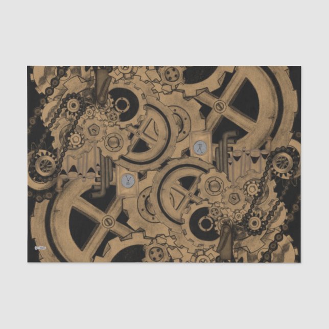 Papel De Seda Maquinaria Steampunk (Brassy) (Anverso)