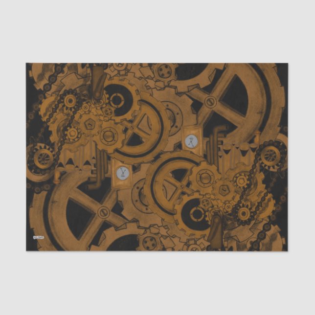 Papel De Seda Maquinaria Steampunk (Cobre) (Anverso)