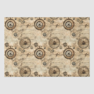 Papel De Seda Maquinaria Victoriana Steampunk Sepia Marrón