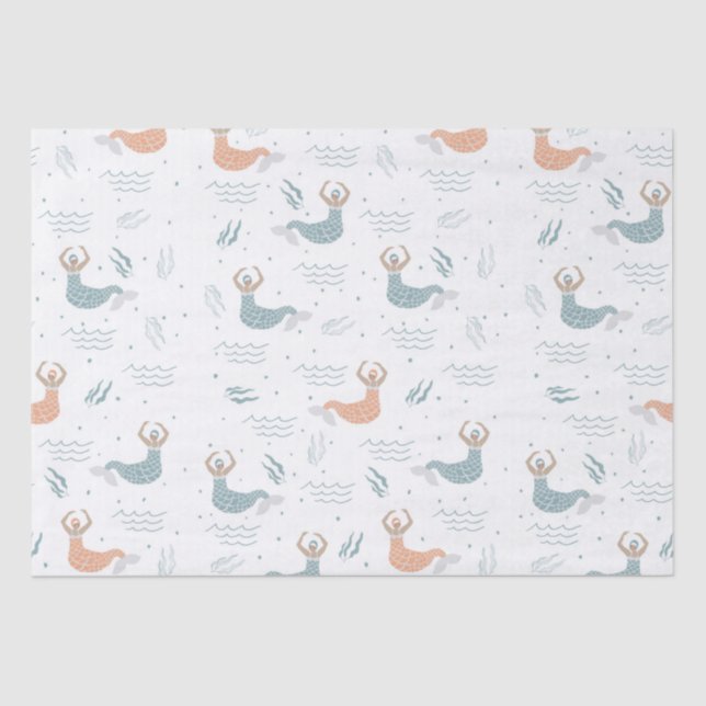 Papel De Seda Mar de Ilustracion de sirena con baile lindo perso (Anverso)